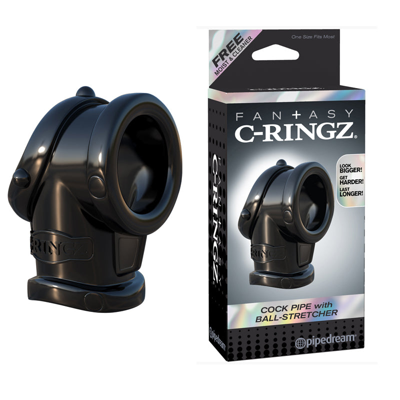 PIPEDREAM FANTASY C-RINGZ COCK PIPE WITH BALL STRETCHER SLING BLACK