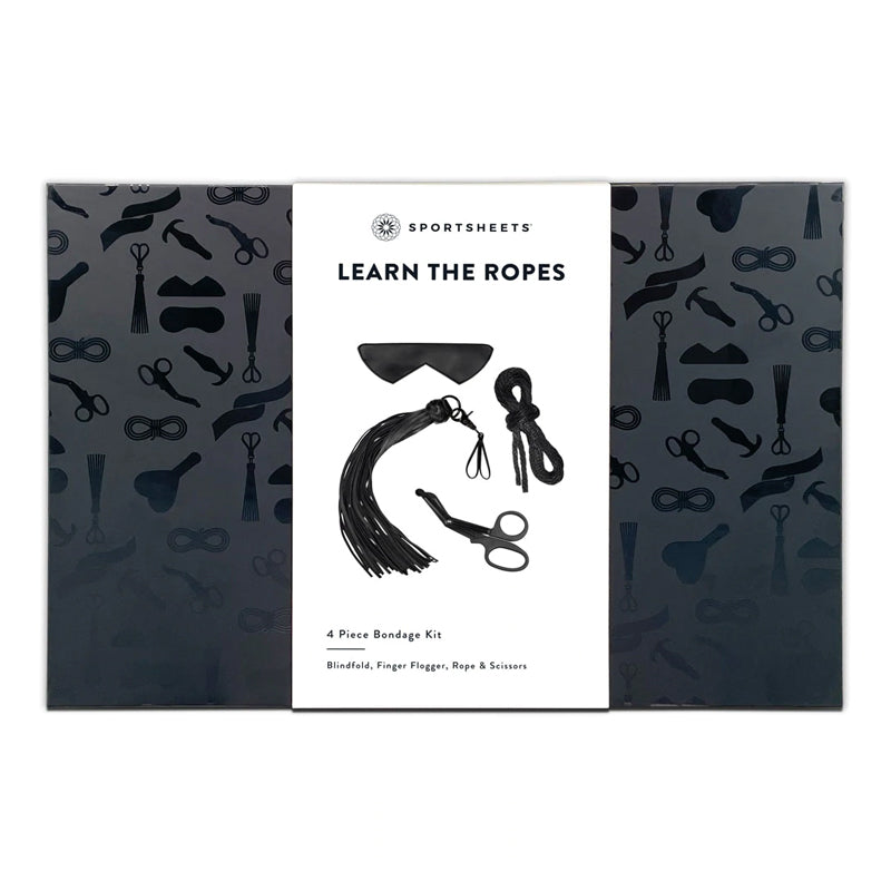 SPORTSHEETS LEARN THE ROPES 4-PIECE BONDAGE KIT BLACK
