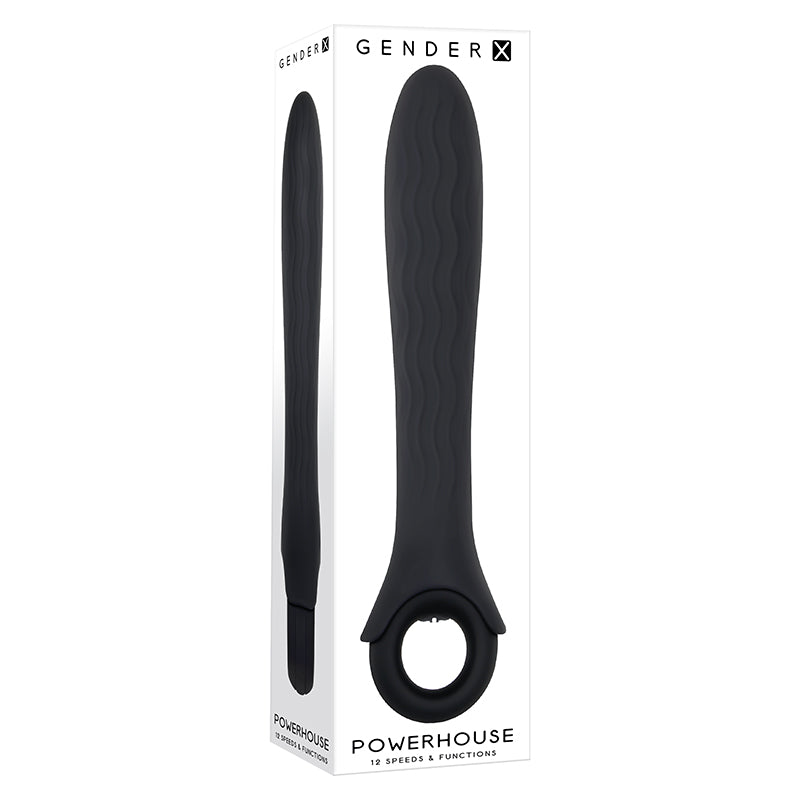 GENDER X POWERHOUSE RECHARGEABLE TEXTURED SILICONE VIBRATOR WITH RING HANDLE BLACK