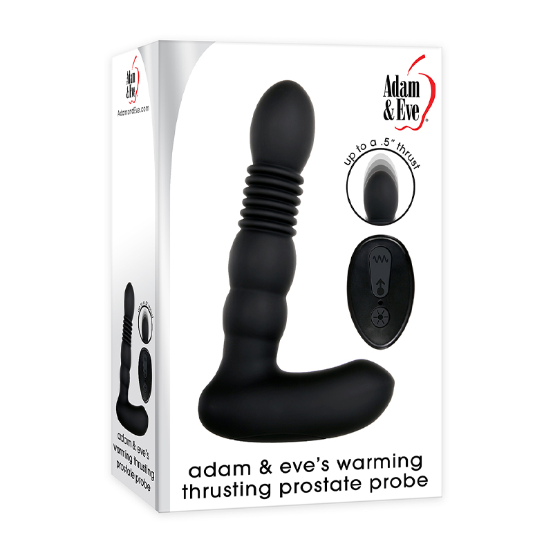 ADAM & EVE RECHARGEABLE REMOTE-CONTROLLED WARMING THRUSTING SILICONE PROSTATE STIMULATOR BLACK