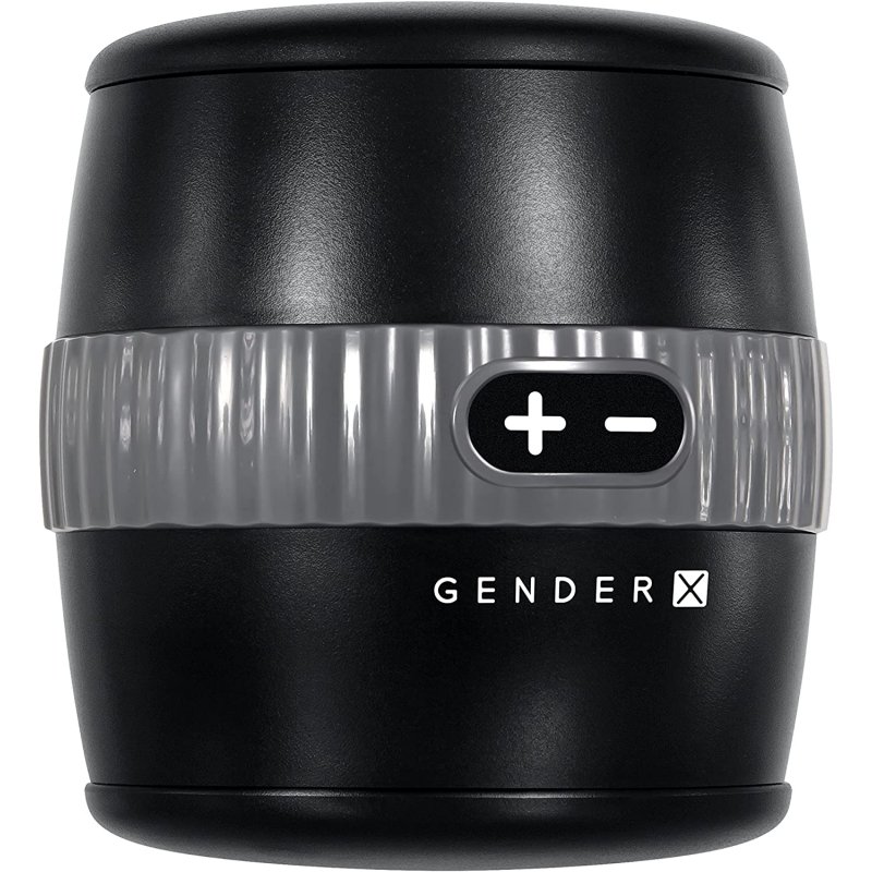 GENDER X BARREL OF FUN RECHARGEABLE OPEN-ENDED VIBRATING STROKER BLACK