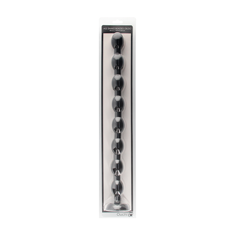 OUCH! ASS 19.5 IN. BEADED SNAKE DILDO BLACK