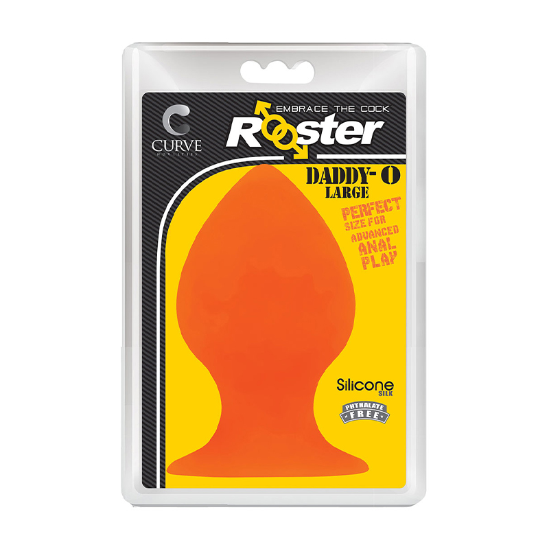 CURVE TOYS ROOSTER DADDY-O LARGE SILICONE ANAL PLUG WITH SUCTION CUP ORANGE