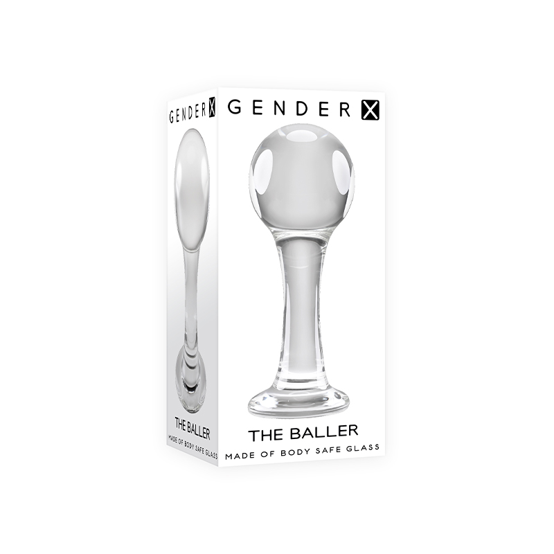 GENDER X THE BALLER ROUND GLASS ANAL PLUG CLEAR