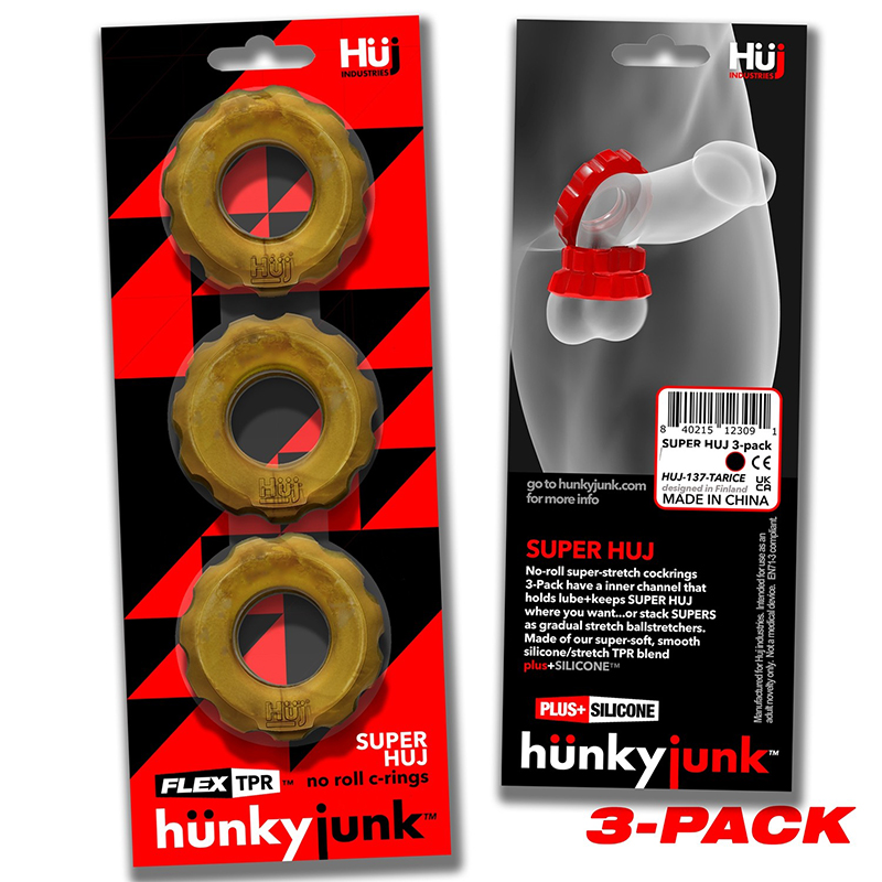 HUNKYJUNK SUPERHUJ 3-PACK COCKRINGS BRONZE METALLIC