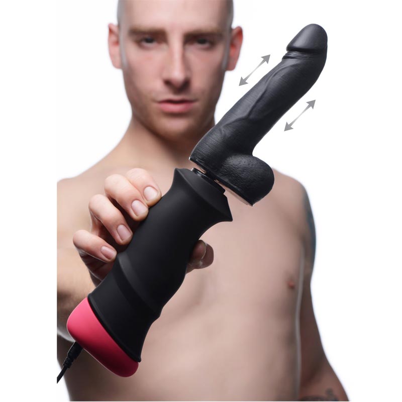 MEGA-POUNDER HANDHELD THRUSTING SILICONE DILDO