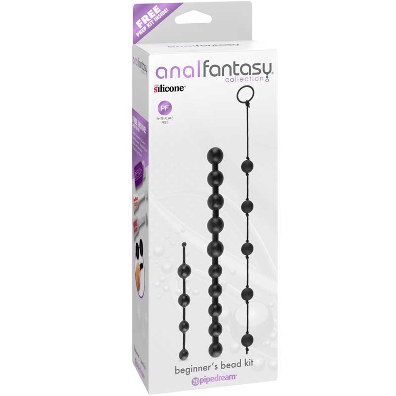 PIPEDREAM ANAL FANTASY COLLECTION 3-PIECE SILICONE BEGINNER'S BEAD KIT BLACK