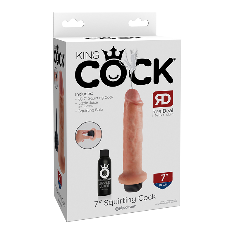 PIPEDREAM KING COCK 7 IN. SQUIRTING COCK REALISTIC DILDO BEIGE