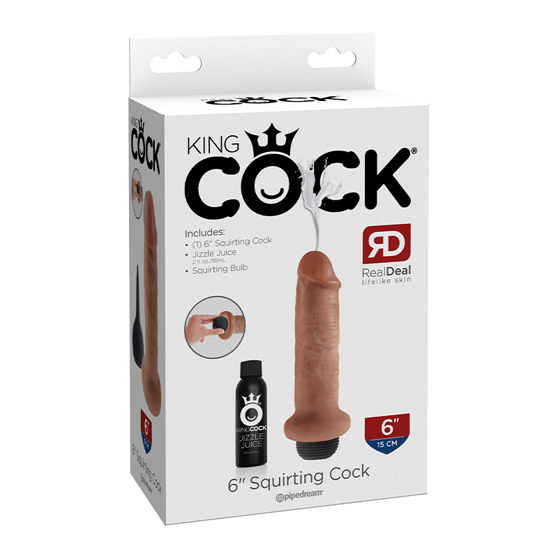 PIPEDREAM KING COCK 6 IN. SQUIRTING COCK REALISTIC DILDO TAN