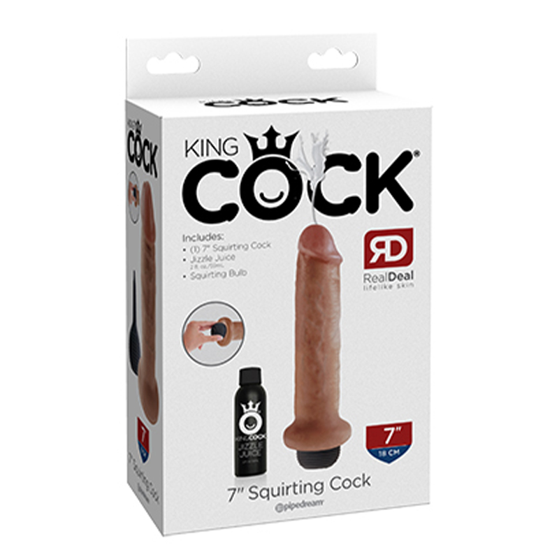 PIPEDREAM KING COCK 7 IN. SQUIRTING COCK REALISTIC DILDO TAN
