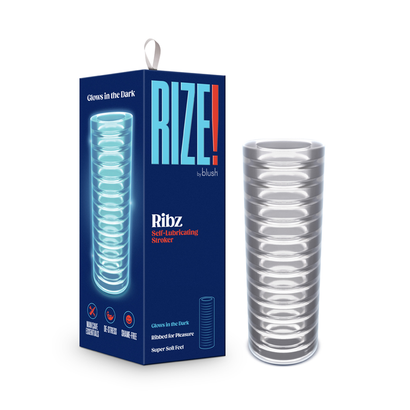 RIZE RIBZ GLOW IN THE DARK SELF-LUBRICATING STROKER CLEAR