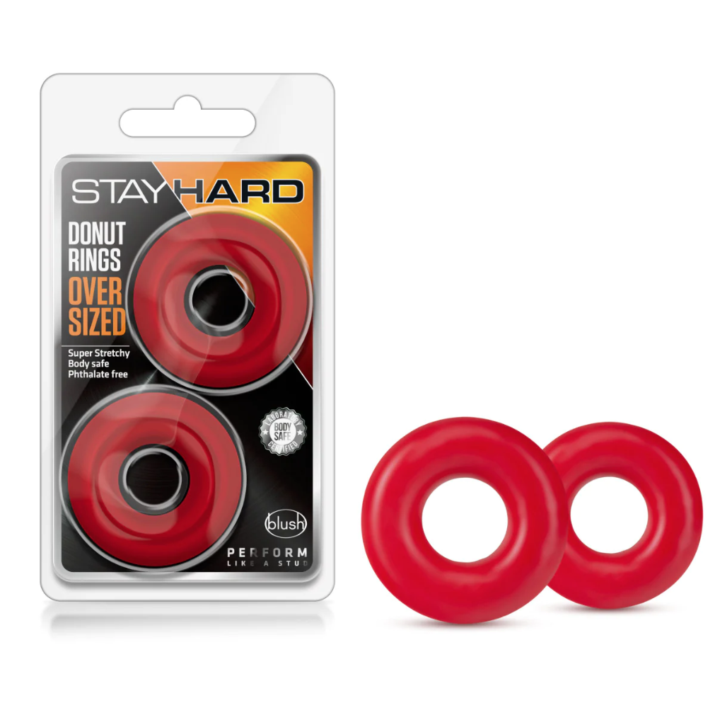STAY HARD OVERSIZED DONUT COCK RING SET  - RED