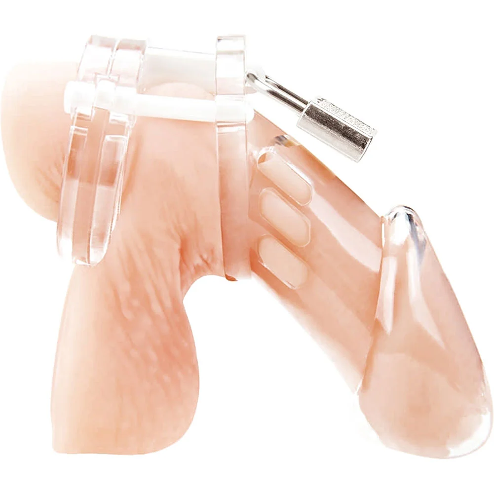 BLUE LINE ACRYLIC SEE-THRU CHASTITY CAGE - CLEAR